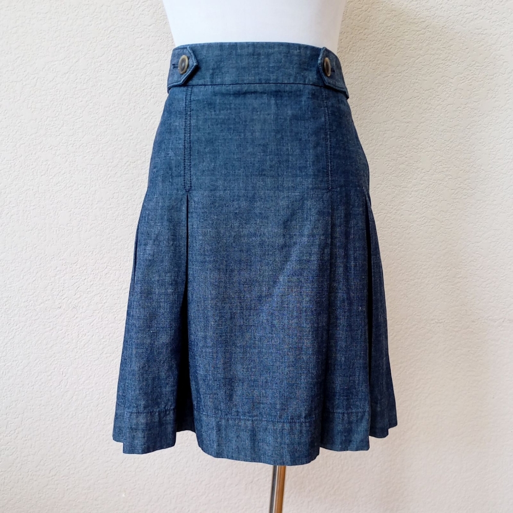 J. Crew denim chambray pleated skirt